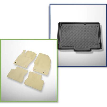 Conjunto: alfombrillas de velour + alfombrilla para maletero para Opel Corsa D (2006-11.2014) 3 porte, 5 porte - Guardliner - parte inferior del maletero