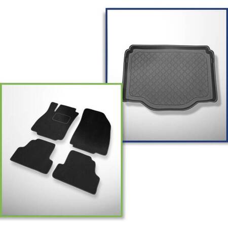 Conjunto: alfombrillas de velour + alfombrilla para maletero para Opel Mokka (09.2012-06.2019) 5 porte - Guardliner - también versión Allroad