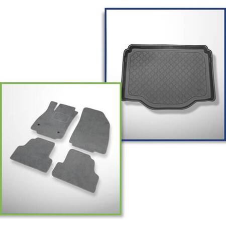 Conjunto: alfombrillas de velour + alfombrilla para maletero para Opel Mokka (09.2012-06.2019) 5 porte - Guardliner - también versión Allroad