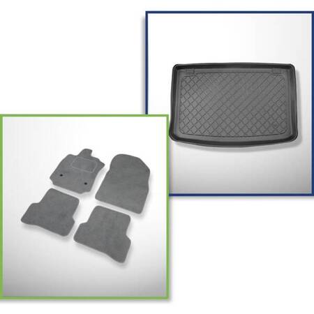 Conjunto: alfombrillas de velour + alfombrilla para maletero para Renault Clio IV (10.2012-08.2019) 5 porte - Guardliner