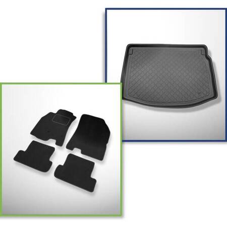 Conjunto: alfombrillas de velour + alfombrilla para maletero para Renault Megane III (11.2008-12.2015) 3 porte - Guardliner