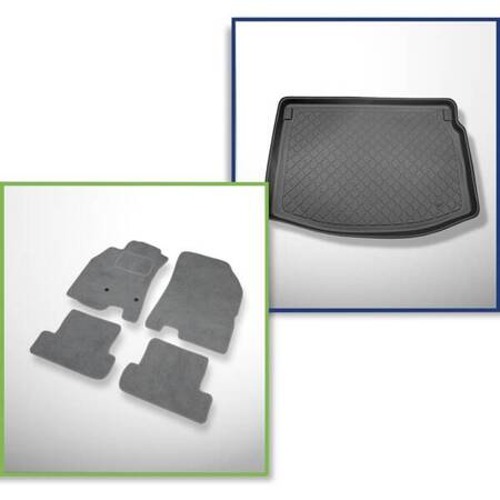 Conjunto: alfombrillas de velour + alfombrilla para maletero para Renault Megane III (11.2008-12.2015) 3 porte - Guardliner