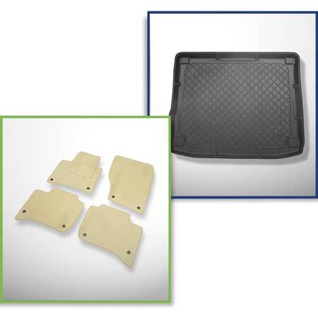 Conjunto: alfombrillas de velour + alfombrilla para maletero para Volkswagen Touareg II (02.2010-03.2018) 5 porte - Guardliner