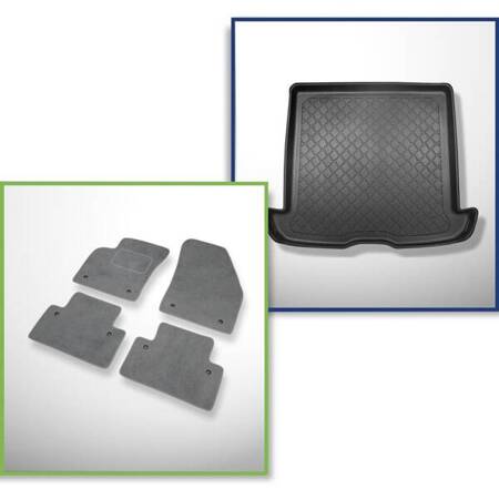 Conjunto: alfombrillas de velour + alfombrilla para maletero para Volvo V50 I (2004-05.2012) 5 porte - Guardliner