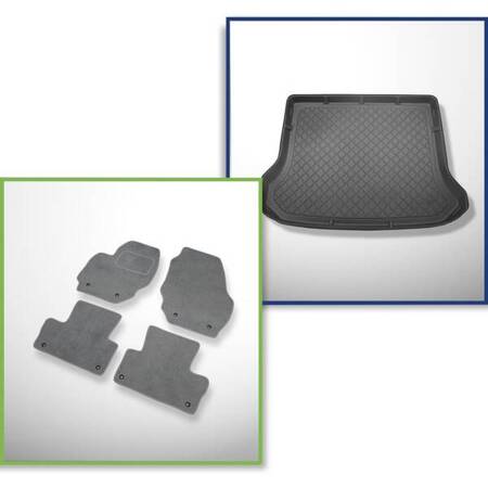 Conjunto: alfombrillas de velour + alfombrilla para maletero para Volvo XC60 I (10.2008-06.2017) 5 porte - Guardliner