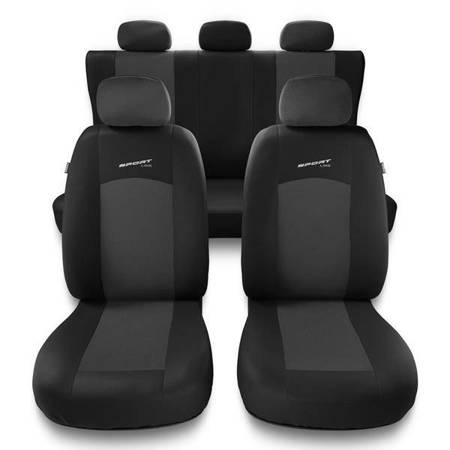 Fundas universales para asientos de coche para Ford Fiesta MK5, MK6, MK7, MK8 (1999-2019) - Auto-Dekor - Sport Line - gris oscuro