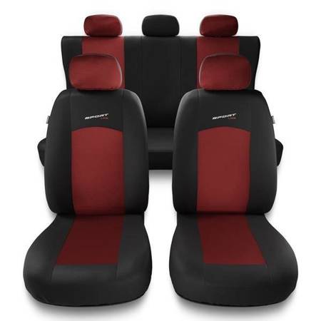 Fundas universales para asientos de coche para Ford Fiesta MK5, MK6, MK7, MK8 (1999-2019) - Auto-Dekor - Sport Line - rojo