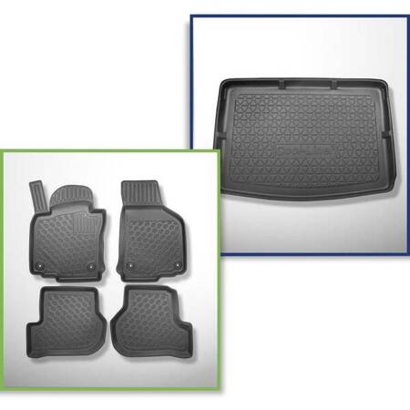 Juego de alfombrilla para maletero y alfombrillas TPE para Volkswagen Golf V Hatchback (01.2005-2009) - Aristar - Cool liner - fila trasera de asientos desplazada al máximo hacia atrás; parte superior del maletero