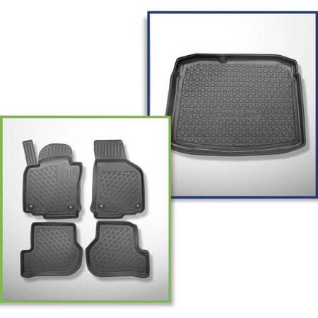 Juego de alfombrilla para maletero y alfombrillas TPE para Volkswagen Golf V Hatchback (10.2003-2008) - Aristar - Cool liner - con rueda de repuesto provisional o kit de reparación