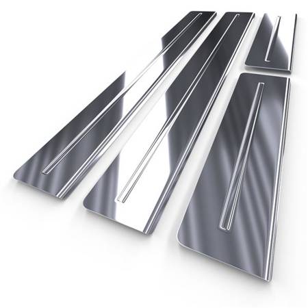 Protectores de acero para umbrales para Citroen C4 Grand Picasso I Monovolumen (5 puertas) - (2007-2013) - Croni - Long Line - plateado (brillo)
