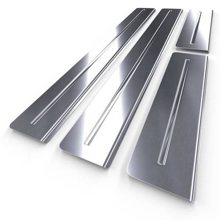Protectores de acero para umbrales para Citroen C4 Picasso I Monovolumen (5 puertas) - (2006-2013) - Croni - Long Line - plateado (satinado)
