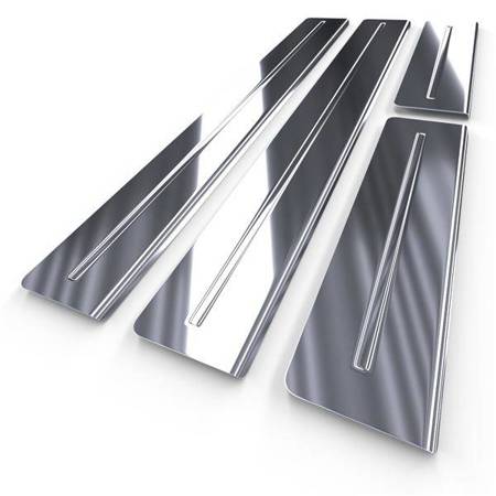 Protectores de acero para umbrales para DACIA Sandero II Crossover (5 puertas) - (2013-2017) - Croni - Long Line - plateado (brillo)