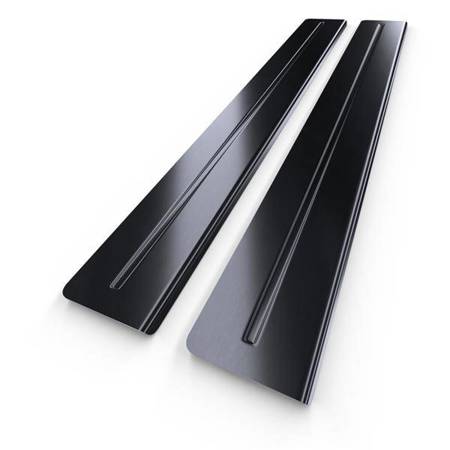 Protectores de acero para umbrales para Fiat Doblo Furgoneta (5 puertas) - (2000-2010) - Croni - Long Line - negro (superficie pulida)