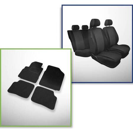 Set: alfombrillas de fieltro (3 puertas) + fundas de asientos hechas a medida para Toyota Yaris I Hatchback, Berlina (1999-2005) – Practic