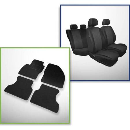 Set: alfombrillas de fieltro + fundas de asientos hechas a medida para Ford Focus II Hatchback, Familiar, Berlina (2005-2010) – Practic