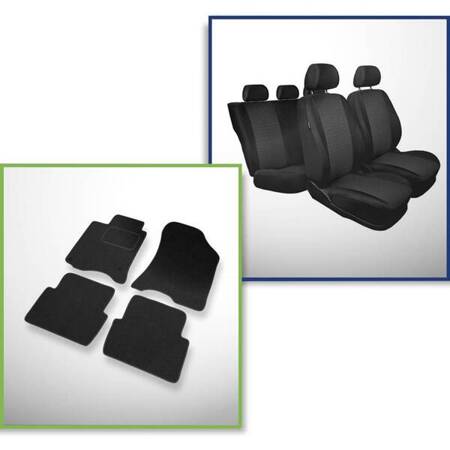 Set: alfombrillas de fieltro + fundas de asientos hechas a medida para Renault Laguna II Sport Tourer, Hatchback (2001-2007) – Practic