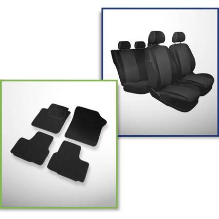 Set: alfombrillas de fieltro + fundas de asientos hechas a medida para Seat Mii Hatchback (2011-2018) – Practic - segunda fila - respaldos separados