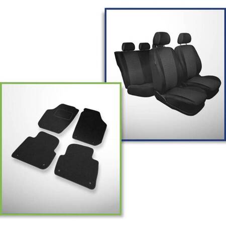 Set: alfombrillas de fieltro + fundas de asientos hechas a medida para Skoda Roomster Furgoneta (2006-2015) – Practic