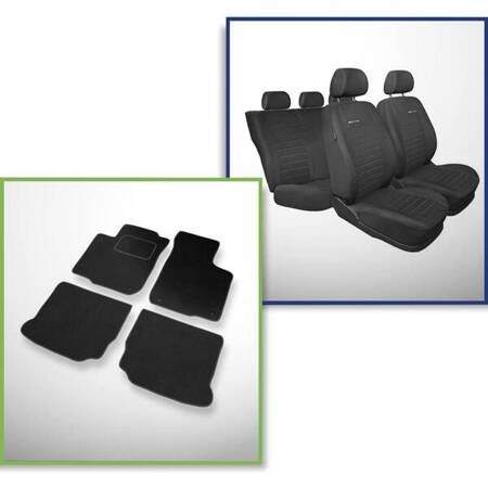 Set: alfombrillas de velour + fundas de asientos hechas a medida para Volkswagen Golf IV Hatchback, Cabrio, Variant (1997-2006) – Elegance P-4 - funda para el reposabrazos trasero